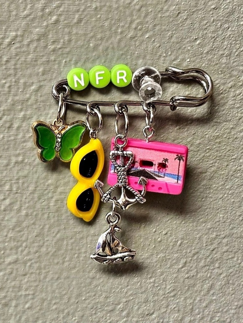 Lana Del Rey "NFR" silver themed brooch, pin, charm